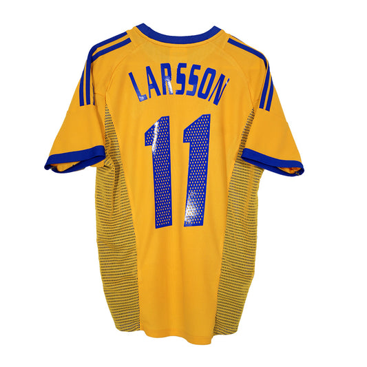2002 Sweden National Team #11 Larsson Home Jersey